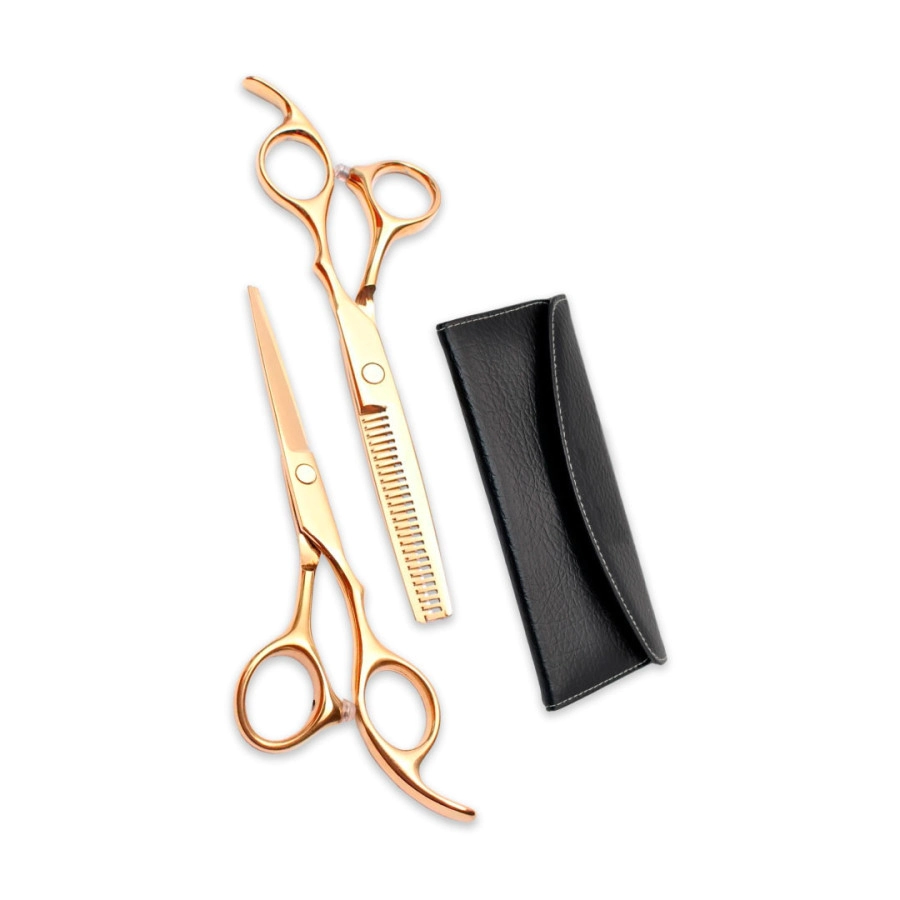 MOZKU SET DE TIJERAS FILO NAVAJA + DE PULIR DORADAS