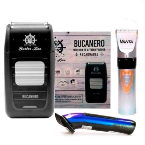 M&Aacute;QUINA VANTA + AFEITADORA BUCANERO + PATILLERA OSR