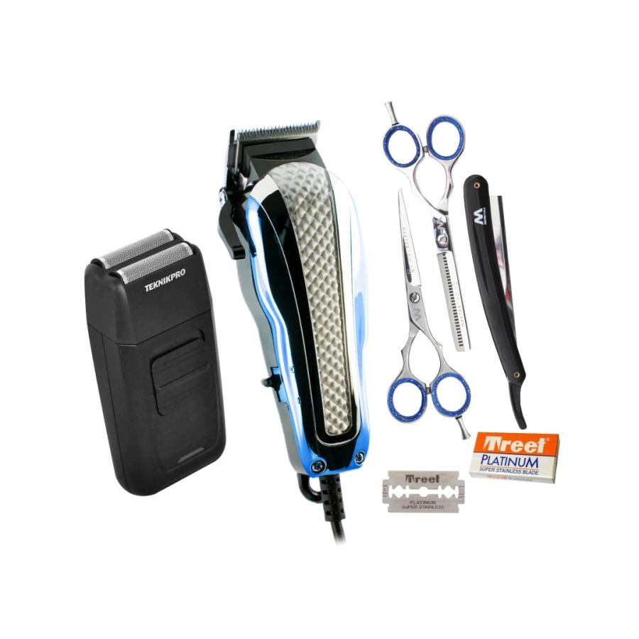 COMBO M�QUINA DE CORTE + AFEITADORA + SET DE TIJERAS + NAVAJA + 10 HOJILLAS