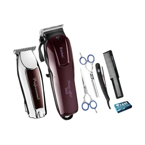 COMBO KEMEI M&Aacute;QUINA DE CORTE + PATILLERA + SET DE TIJERAS + NAVAJA