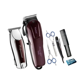 COMBO KEMEI M&Aacute;QUINA DE CORTE + PATILLERA + SET DE TIJERAS + NAVAJA