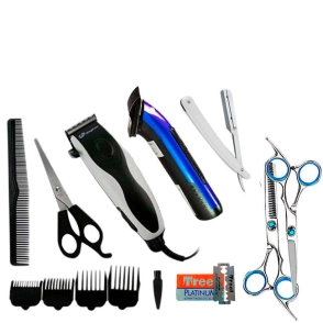 COMBO: M&Aacute;QUINA DE CORTE, PATILLERA, TIJERAS, NAVAJA, HOJILLAS