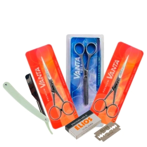 COMBO TIJERAS VANTA + NAVAJA MOZKU + HOJILLAS X10