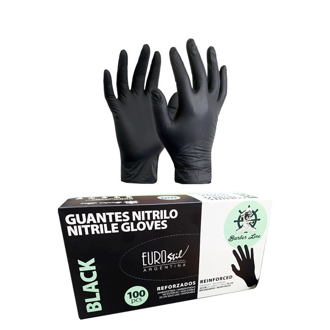 EUROSTIL GUANTES NITRILO NEGROS REFORZADOS LARGE X 100 53716