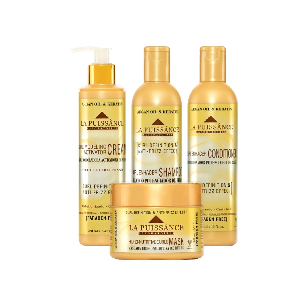COMBO LA PUISSANCE POTENCIADOR DE RULOS, SHAMPOO + ACONDICIONADOR + CREMA DE PEINAR + M�SCARA