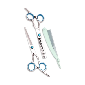 MOZKU SET TIJERAS STRASS AZUL + NAVAJA