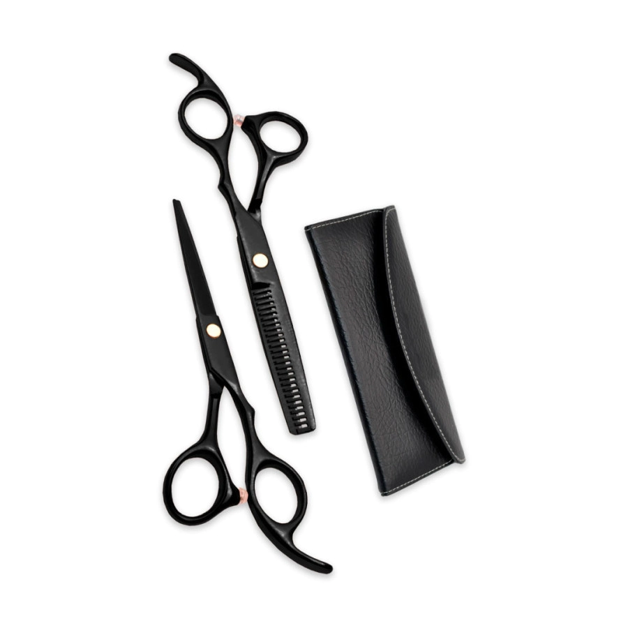 MOZKU SET DE TIJERAS FILO NAVAJA + DE PULIR NEGRAS