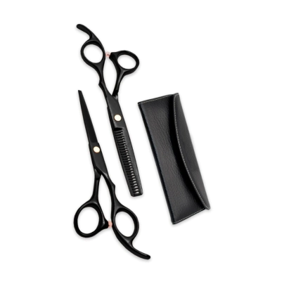 MOZKU SET DE TIJERAS FILO NAVAJA + DE PULIR NEGRAS