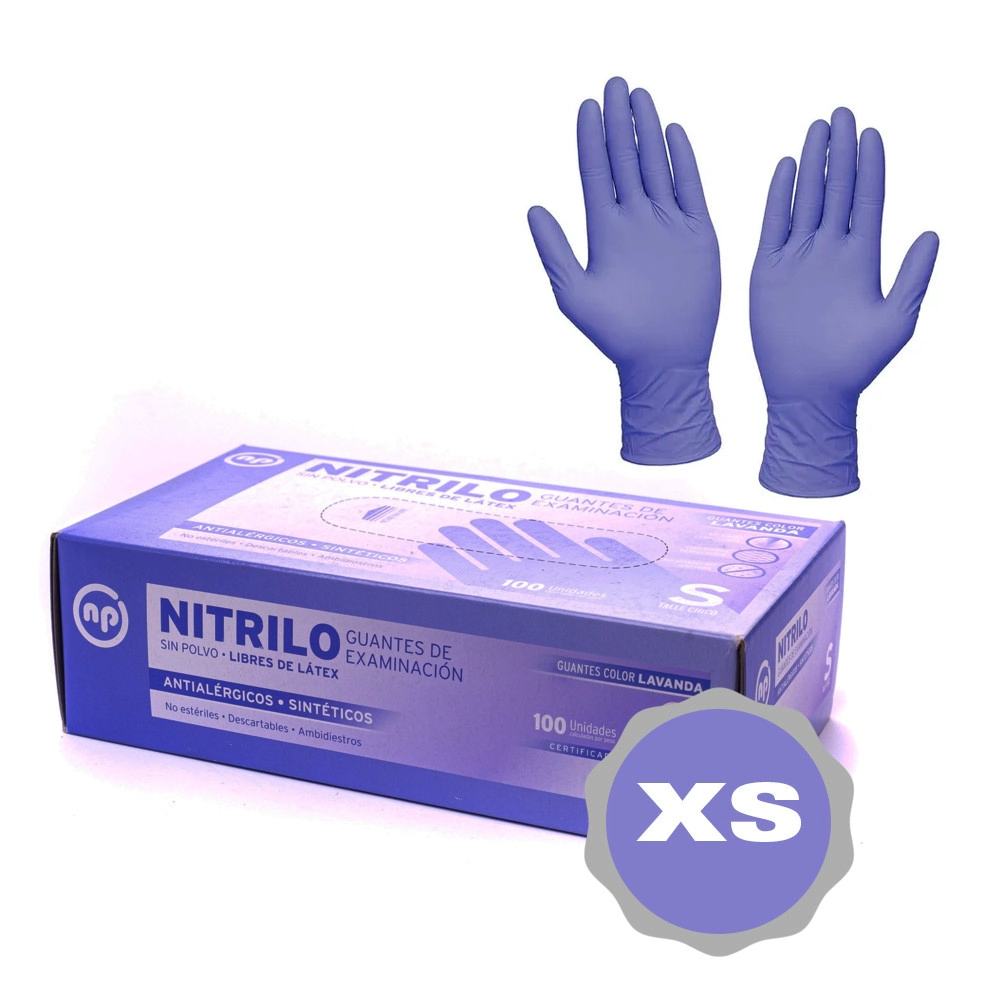 GUANTES NITRILO COLOR LAVANDA  XS
