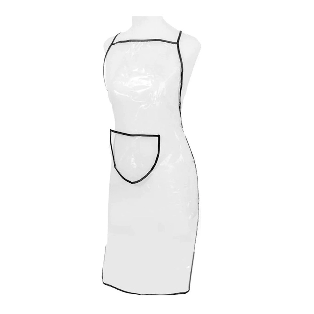 DELANTAL DE PELUQUERA TRANSPARENTE CRISTAL CON TIRAS