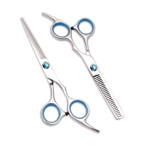 COMBO TIJERAS FILO NAVAJA + PULIR + NAVAJA + 10 HOJAS