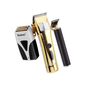 COMBO KEMEI M&Aacute;QUINA DE CORTE + PATILLERA + AFEITADORA