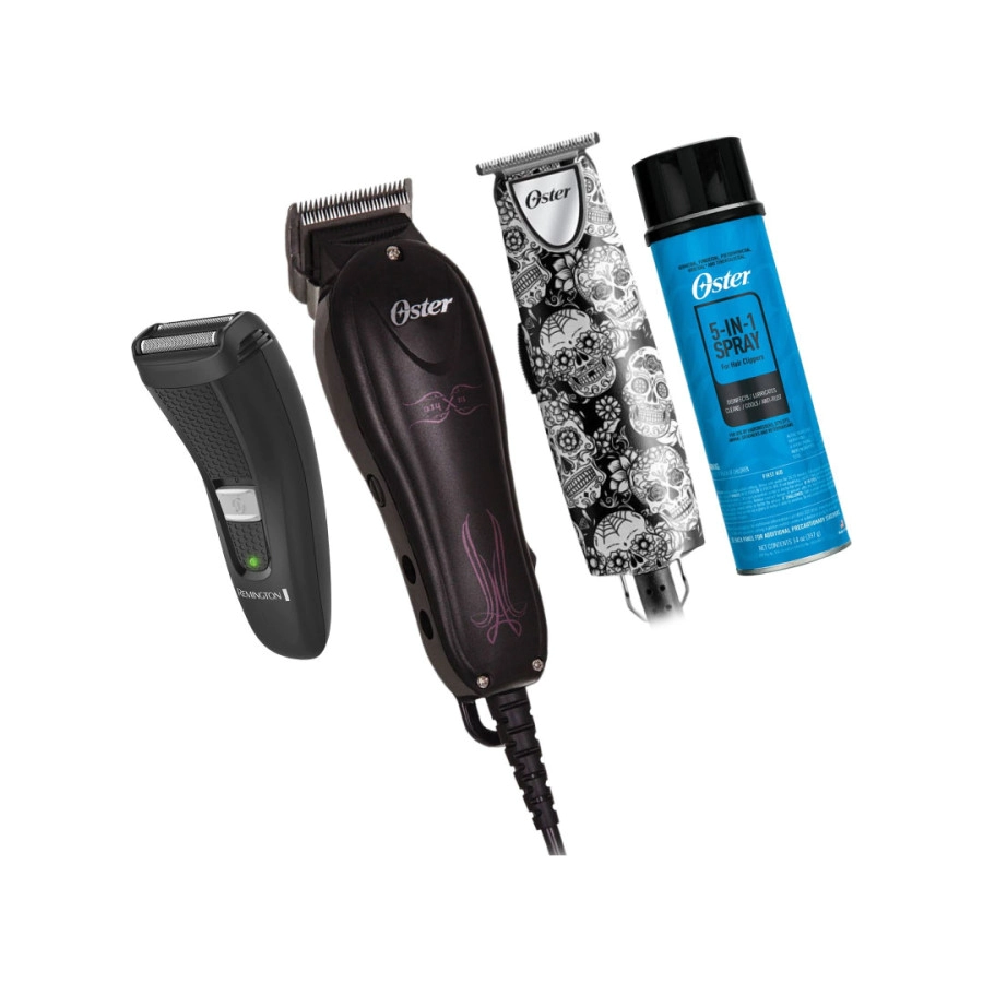COMBO OSTER M�QUINA DE CORTE + PATILLERA + AFEITADORA + LUBRICANTE 5 EN 1
