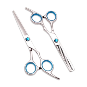 MOZKU SET TIJERAS STRASS AZUL + AFILADOR