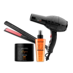 COMBO PELUQER&Iacute;A SECADOR + PLANCHITA + PROTECTOR UV + M&Aacute;SCARA