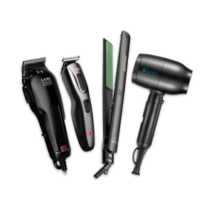 COMBO GA.MA M&Aacute;QUINA DE CORTE POR 9 + PATILLERA GCX MASTER + PLANCHITA ELEGANCE AVOCADO + SECADOR KAW