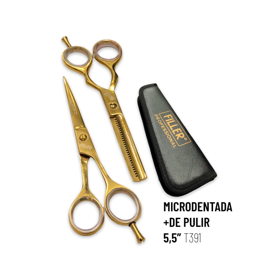 TIJERAS MICRODENTADA + DE PULIR 5,5" FILLER T391 CON ESTUCHE