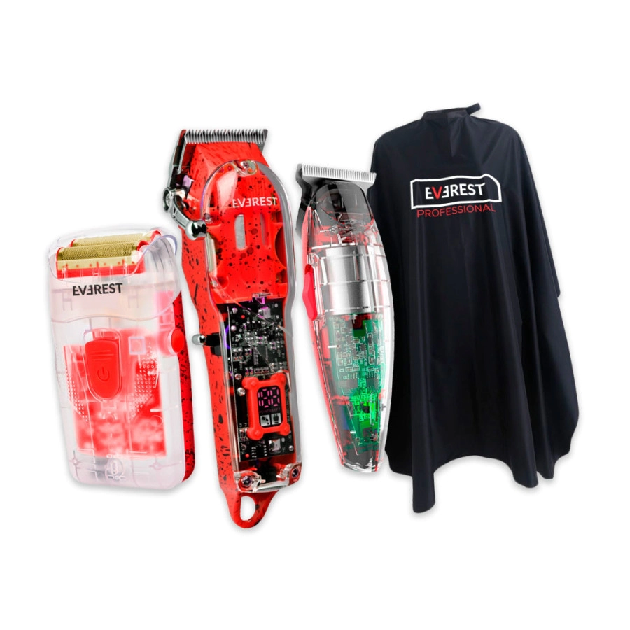 COMBO BARBERO EVEREST M�QUINA DE CORTE + PATILLERA + AFEITADORA + CAPA