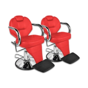 COMBO 2 SILLONES BARBEROS EXCLUSIVE 4 ROJO HIDR&Aacute;ULICO