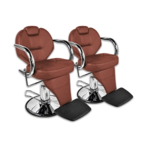 COMBO 2 SILLONES BARBEROS EXCLUSIVE 4 MARRON HIDR&Aacute;ULICO