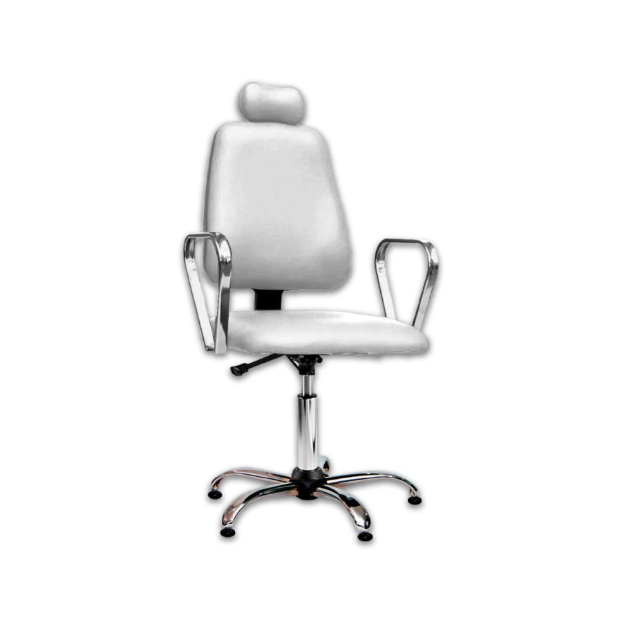 SILL�N BARBERO RECLINABLE BASE A G�S CROMADA | BLANCO
