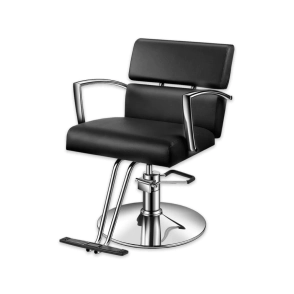 SILL&Oacute;N DE PELUQUER&Iacute;A MISURI BASE PLATEADA TAPIZADO NEGRO