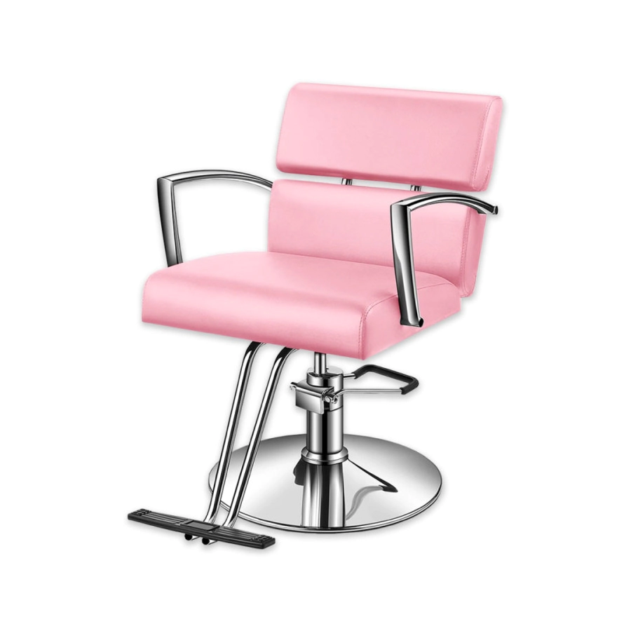 SILL�N DE PELUQUER�A MISURI BASE PLATEADA TAPIZADO ROSA