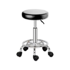 TABURETE BASE CROMADA CON ARO VENTURA NEGRO