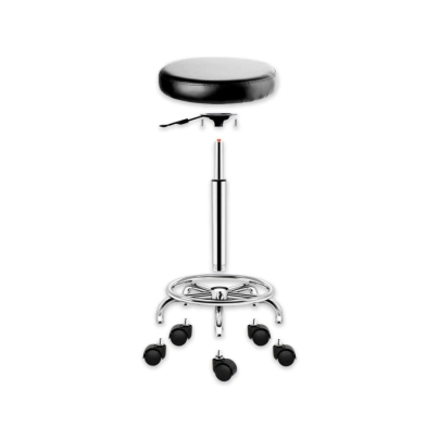 TABURETE BASE CROMADA CON ARO VENTURA NEGRO