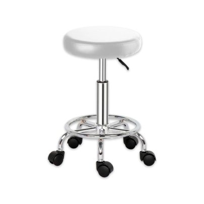 TABURETE BASE CROMADA CON ARO VENTURA BLANCO