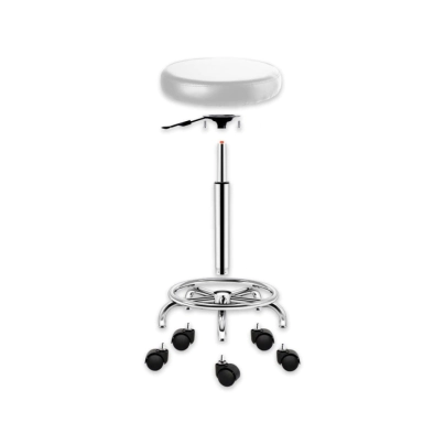 TABURETE BASE CROMADA CON ARO VENTURA BLANCO