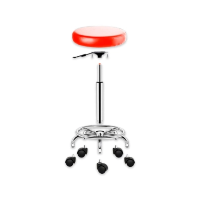 TABURETE BASE CROMADA CON ARO VENTURA ROJO