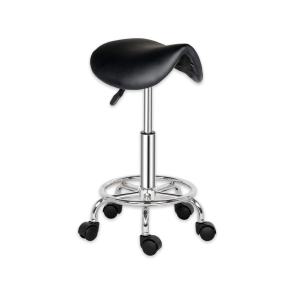 TABURETE BASE CROMADA CON ARO IOWA NEGRO