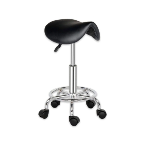 TABURETE BASE CROMADA CON ARO IOWA NEGRO