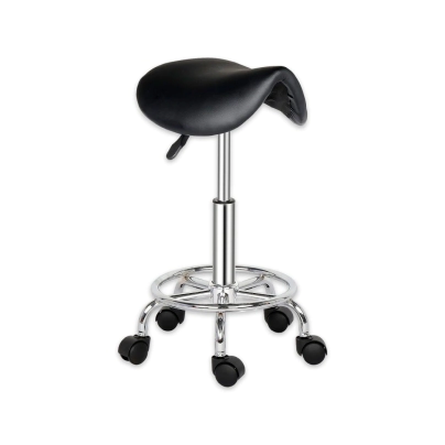 TABURETE BASE CROMADA CON ARO IOWA NEGRO