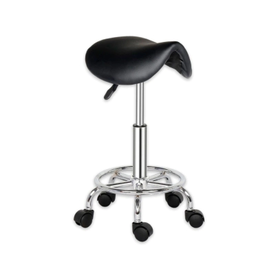 TABURETE BASE CROMADA CON ARO IOWA NEGRO