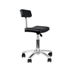 TABURETE BASE CROMADA Y RESPALDO DAKOTA NEGRO