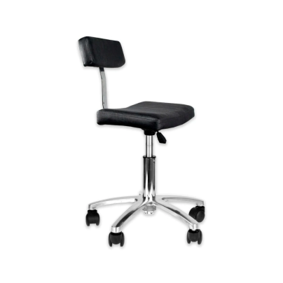 TABURETE BASE CROMADA Y RESPALDO DAKOTA NEGRO