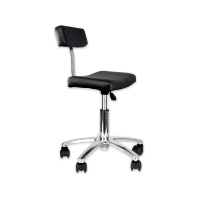 TABURETE BASE CROMADA Y RESPALDO DAKOTA NEGRO