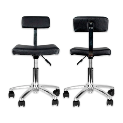 TABURETE BASE CROMADA Y RESPALDO DAKOTA NEGRO