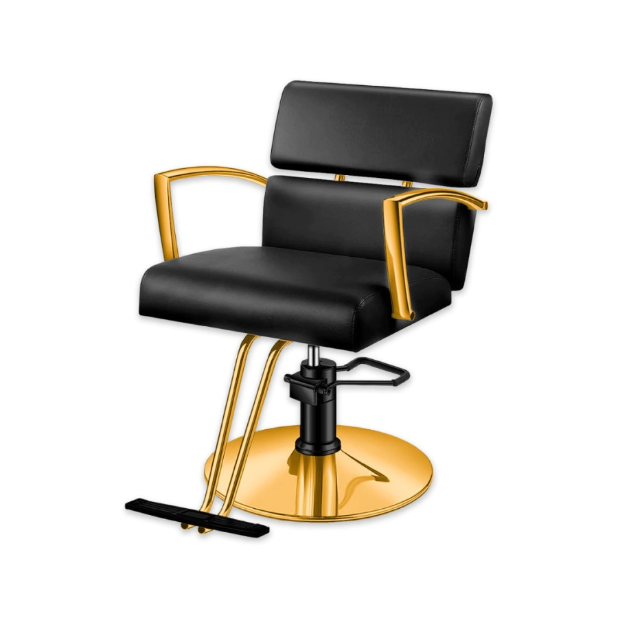 SILL�N DE PELUQUER�A MISURI BASE DORADA TAPIZADO NEGRO