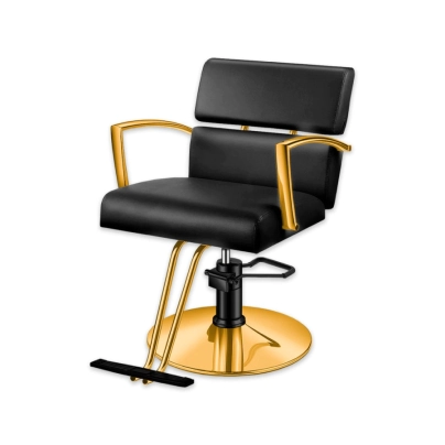SILLN DE PELUQUERA MISURI BASE DORADA TAPIZADO NEGRO