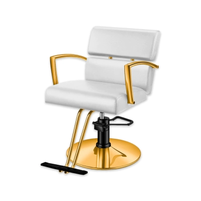 SILL�N DE PELUQUER�A MISURI BASE DORADA TAPIZADO BLANCO