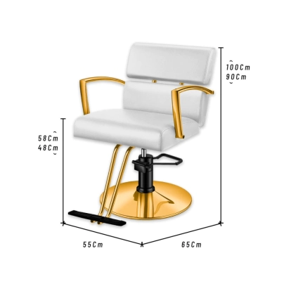 SILLN DE PELUQUERA MISURI BASE DORADA TAPIZADO BLANCO