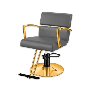 SILL&Oacute;N DE PELUQUER&Iacute;A MISURI BASE DORADA TAPIZADO GRIS