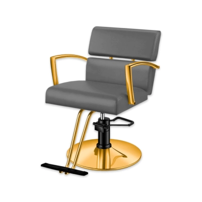 SILLN DE PELUQUERA MISURI BASE DORADA TAPIZADO GRIS