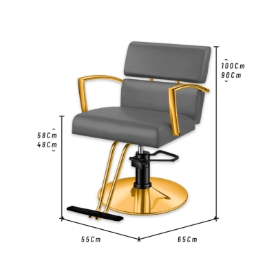 SILLN DE PELUQUERA MISURI BASE DORADA TAPIZADO GRIS