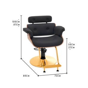 SILL&Oacute;N DE PELUQUER&Iacute;A STAMFORD BASE DORADA TAPIZADO NEGRO