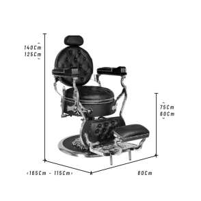 SILL&Oacute;N BARBERO HAMPTON VINTAGE BASE PLATEADA TAPIZADO NEGRO