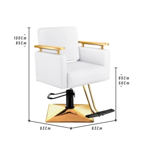 SILL&Oacute;N DE PELUQUER&Iacute;A CHARLESTON BASE DORADA TAPIZADO BLANCO